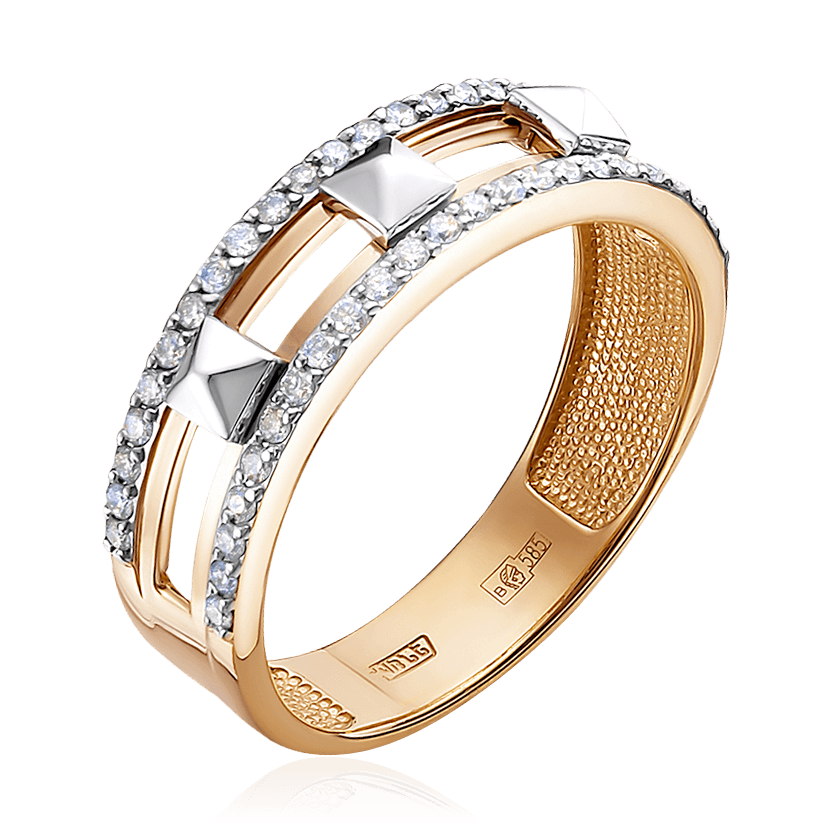 Кольцо с бриллиантами из комбинированного золота 585 (арт. 85538)