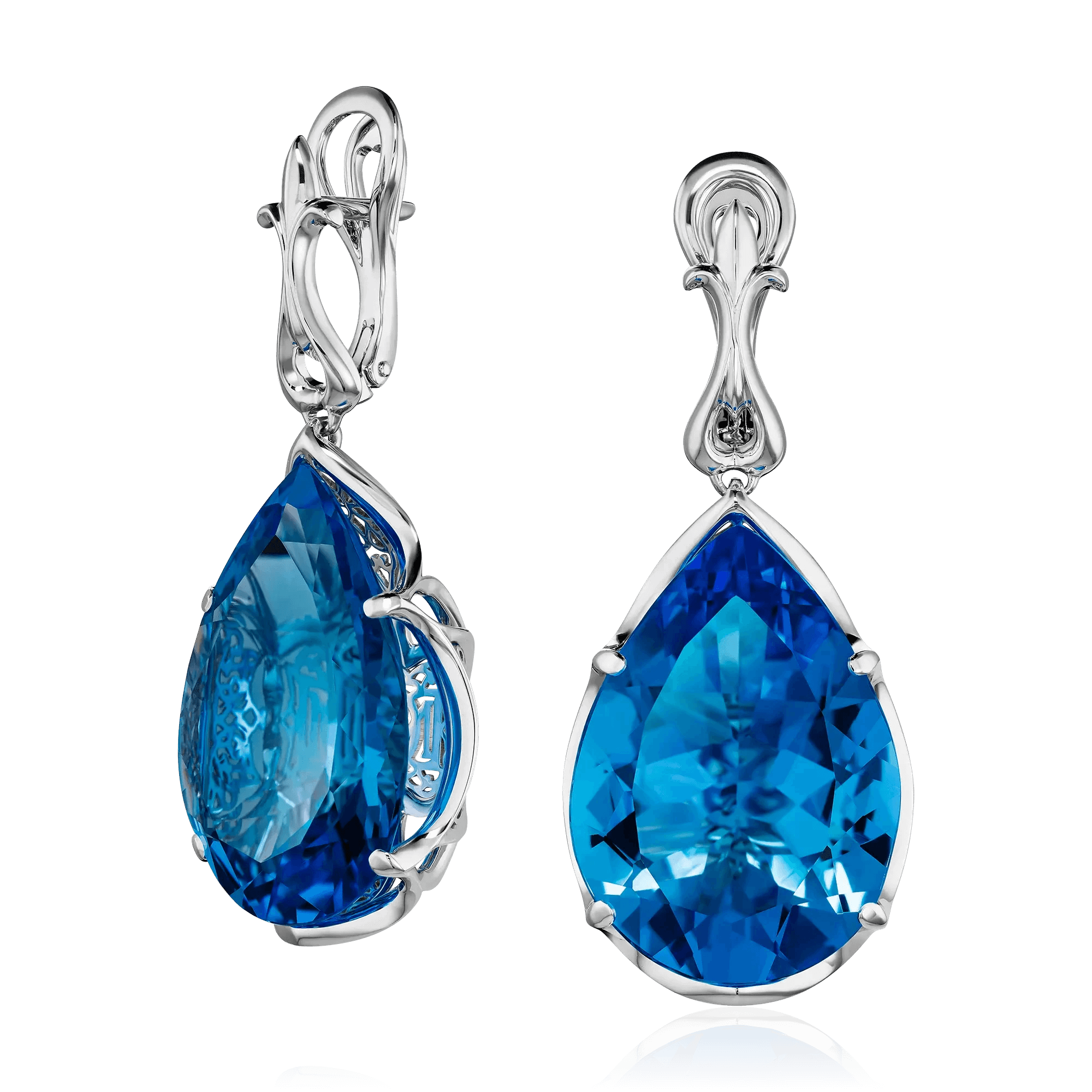 Серьги с топазом из белого золота 585 пробы (арт. 127526)