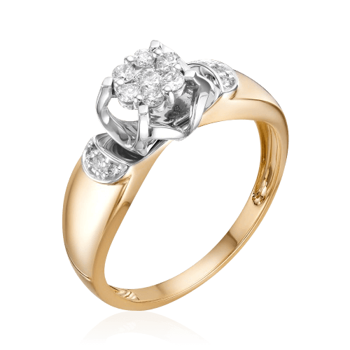 Кольцо с бриллиантами из красного золота 585 (арт. 61636)