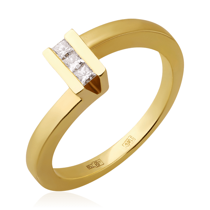 Кольцо с бриллиантами из желтого золота 750 (арт. 75609)