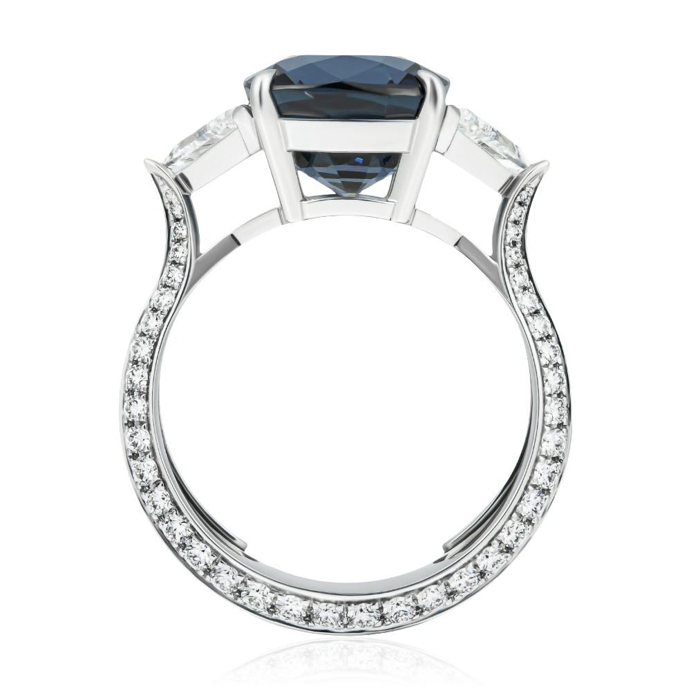 Кольцо с шпинелью, бриллиантами из белого золота 750 пробы, фото № 2
