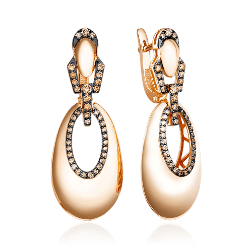 Серьги с бриллиантами из красного золота 585 пробы (арт. 134686)