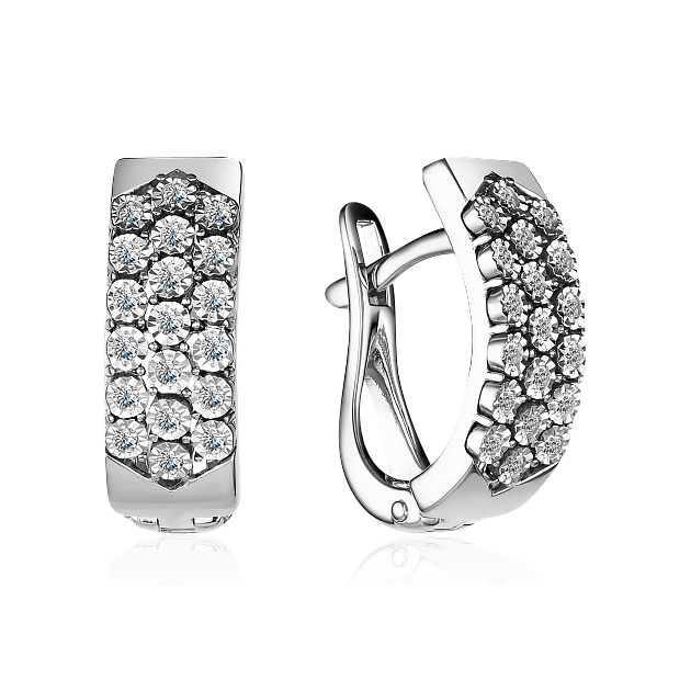 Серьги с бриллиантами из белого золота 585 пробы, фото № 1