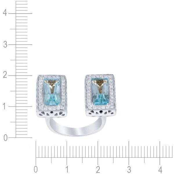 Кольцо с топазами и бриллиантами в белом золоте 585 пробы, фото № 3