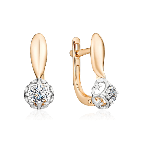 Серьги с бриллиантами из красного золота 585 пробы (арт. 65800)