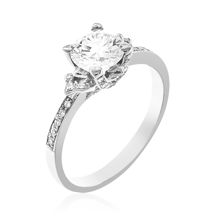 Кольцо с бриллиантами из белого золота 585, фото № 1