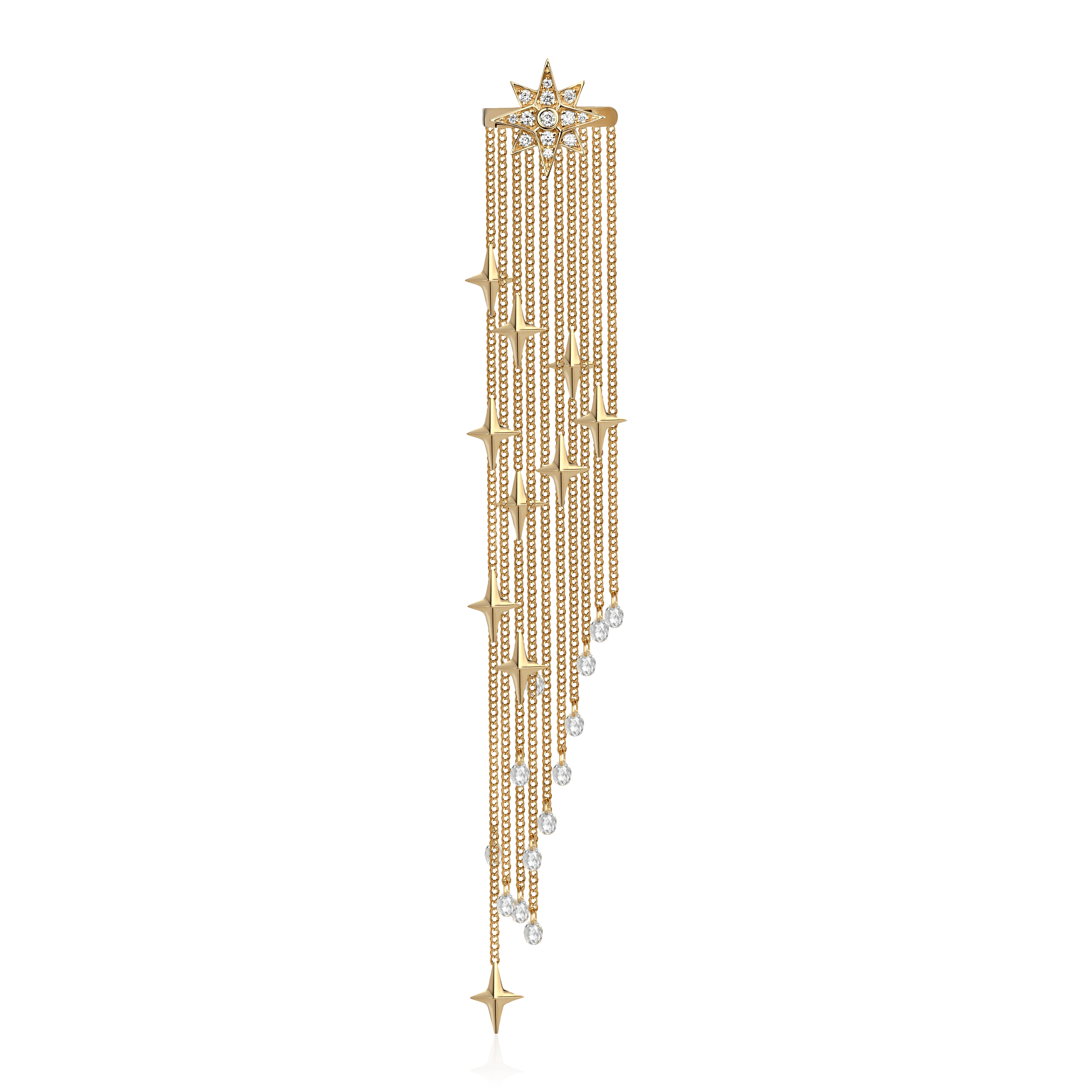 Серьга Кафф с бриллиантами из желтого золота 750 пробы, фото № 1