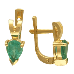 Серьги с изумрудом из красного золота 585 пробы (арт. 12669)