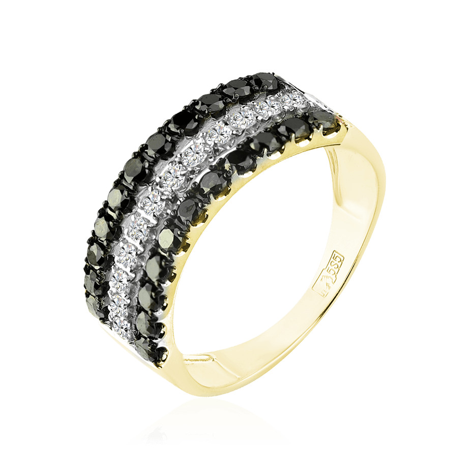 Кольцо с бриллиантами из желтого золота 585 пробы (арт. 93025)
