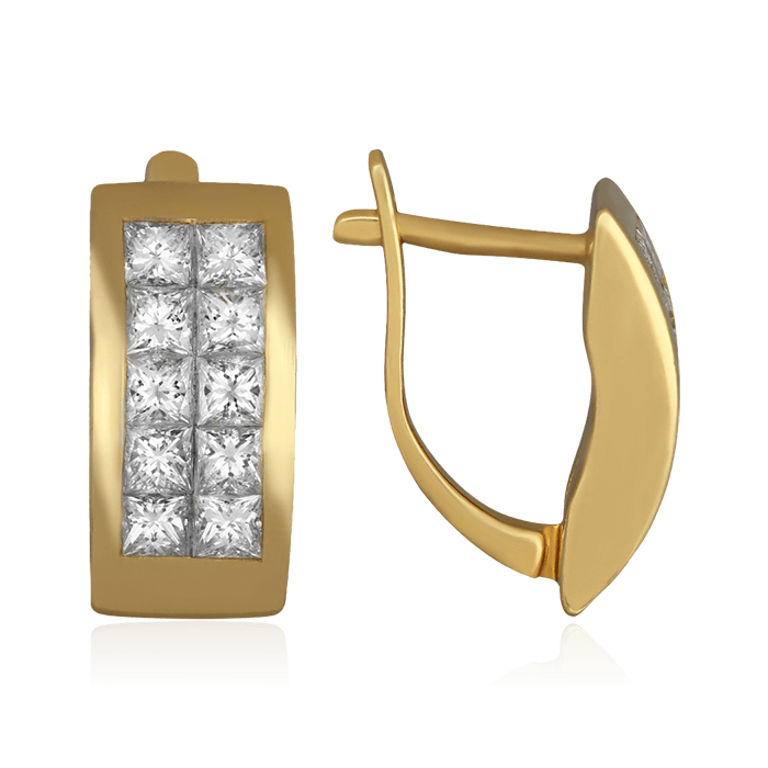 Серьги с бриллиантами из желтого золота 750 пробы (арт. 75516)