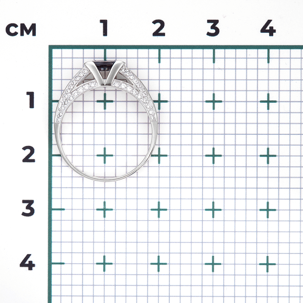 Кольцо с сапфиром, бриллиантами из белого золота 585 пробы, фото № 3