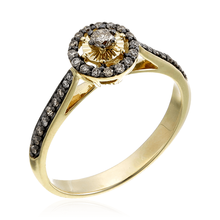 Кольцо с бриллиантами из желтого золота 585, фото № 1