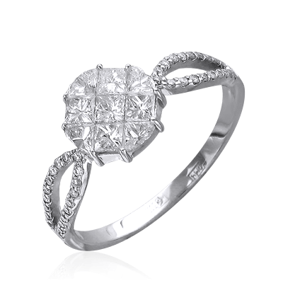 Кольцо с бриллиантами из белого золота 585 (арт. 25844)