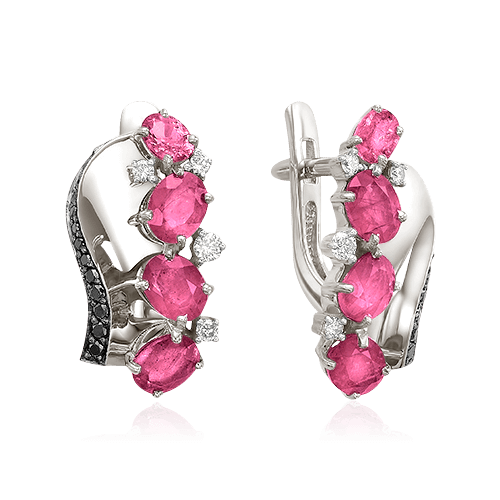 Серьги с рубином, бриллиантами из красного золота 585 пробы (арт. 59711)