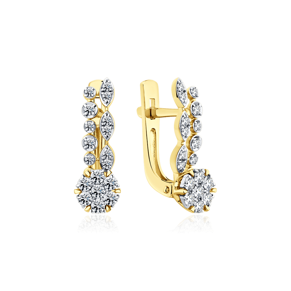 Серьги с бриллиантами из комбинированного золота 585 пробы (арт. 131653)