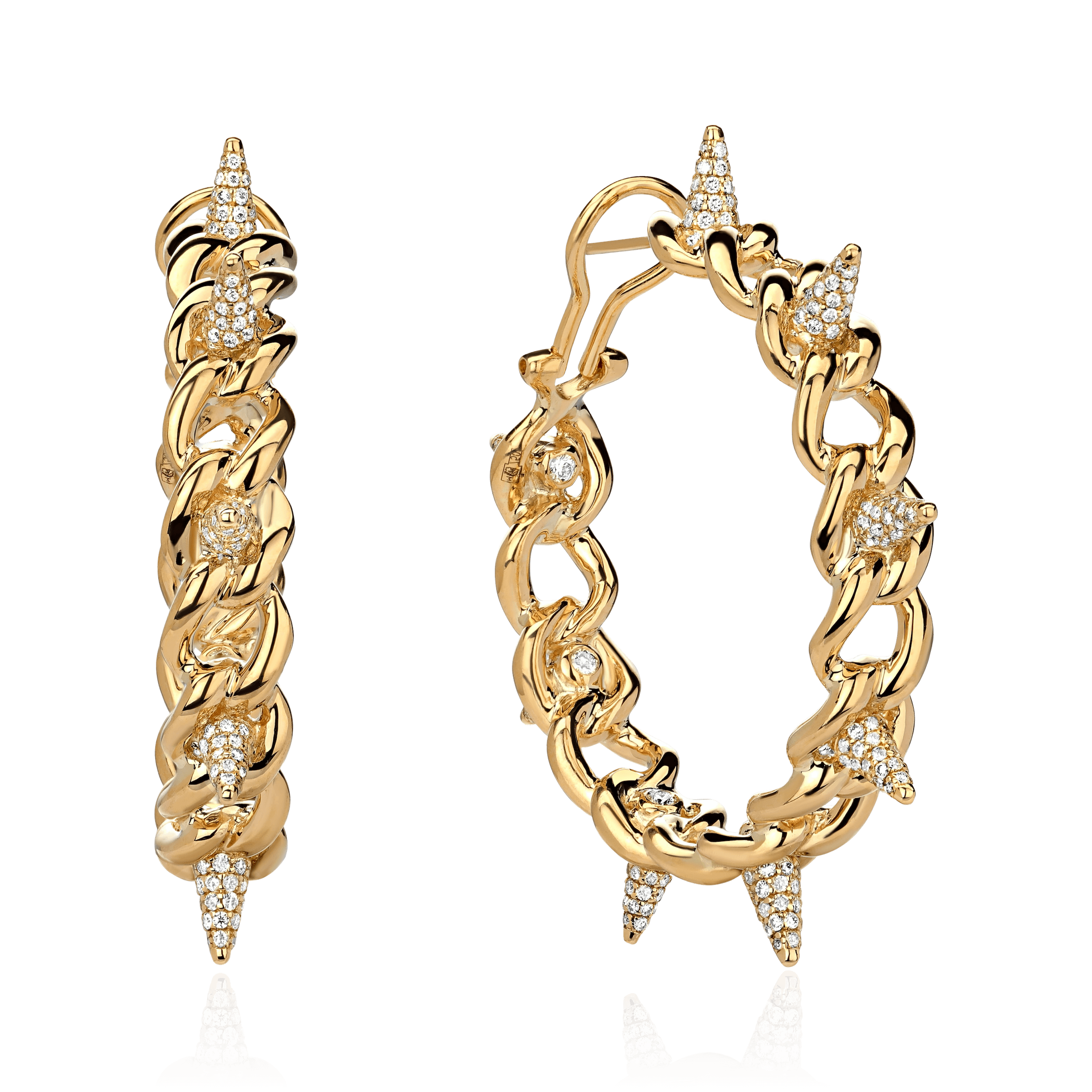 Серьги с бриллиантами из желтого золота 750 пробы (арт. 103925)