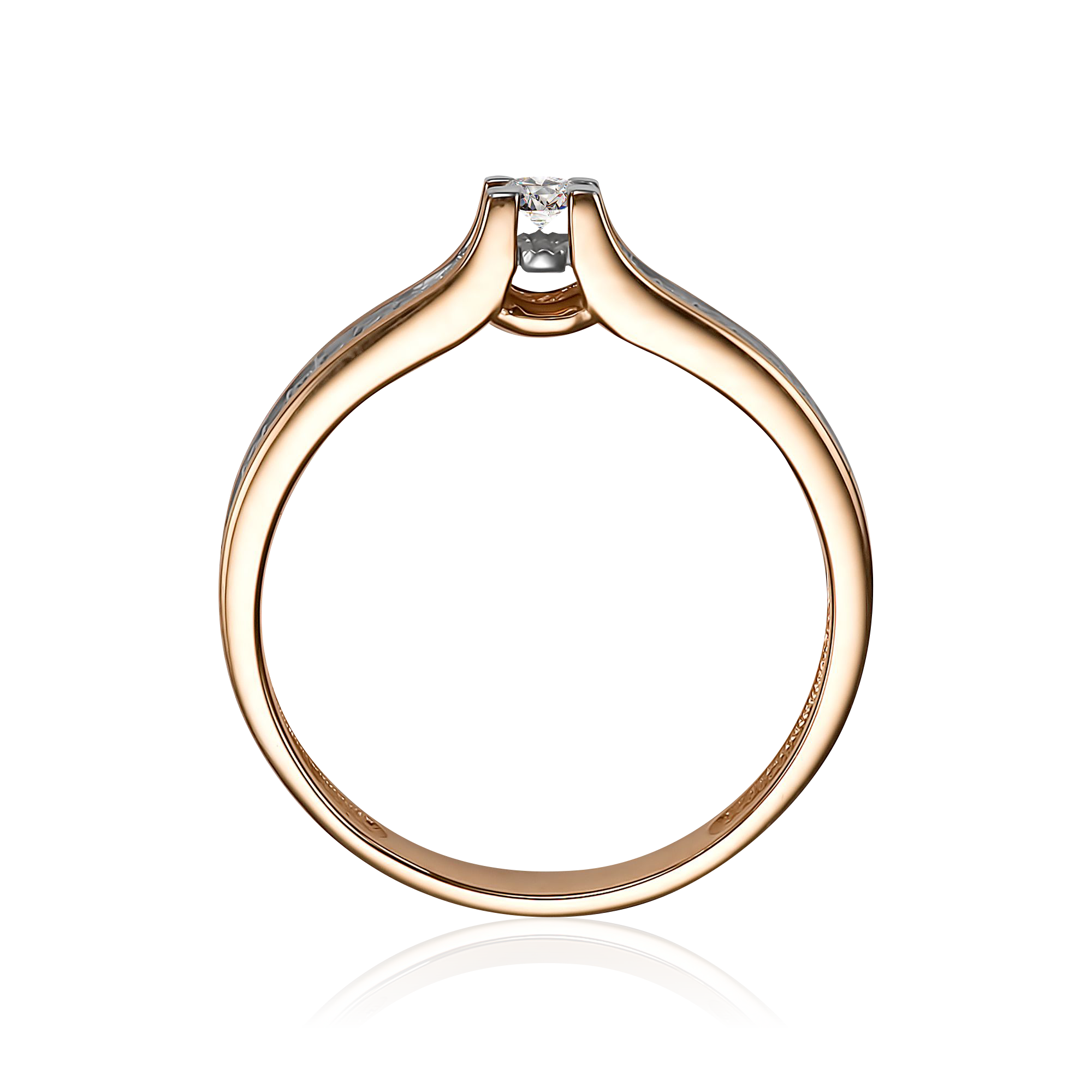 Кольцо с бриллиантами из красного золота 585 пробы, фото № 2