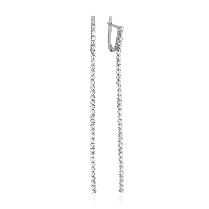 Серьги с бриллиантами из белого золота 585 пробы (арт. 39475)