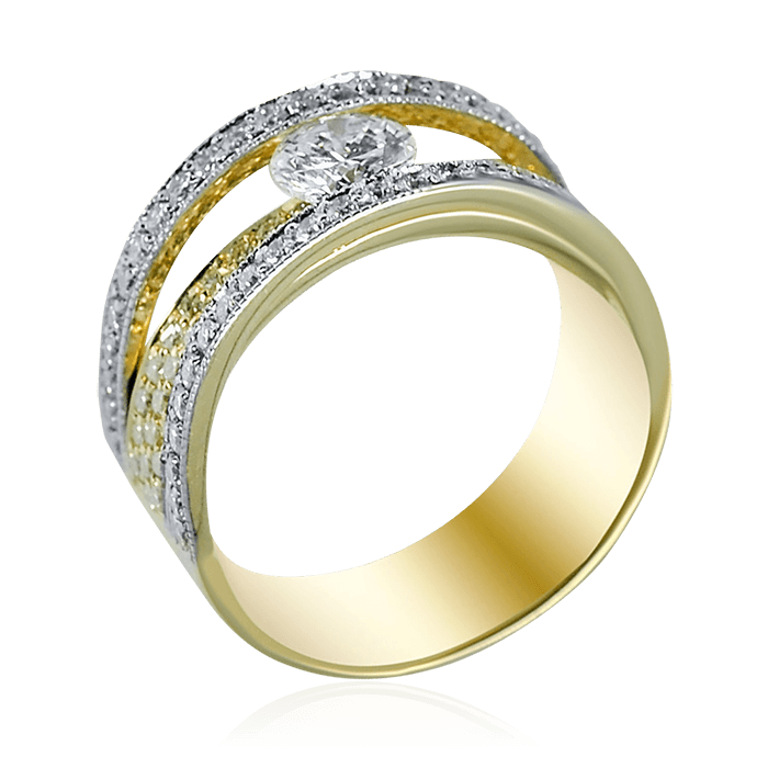 Кольцо с сапфиром, бриллиантами из желтого золота 585 пробы (арт. 56214)
