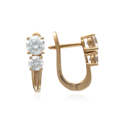 Серьги с фианитами из красного золота 585 пробы (арт. 39947)