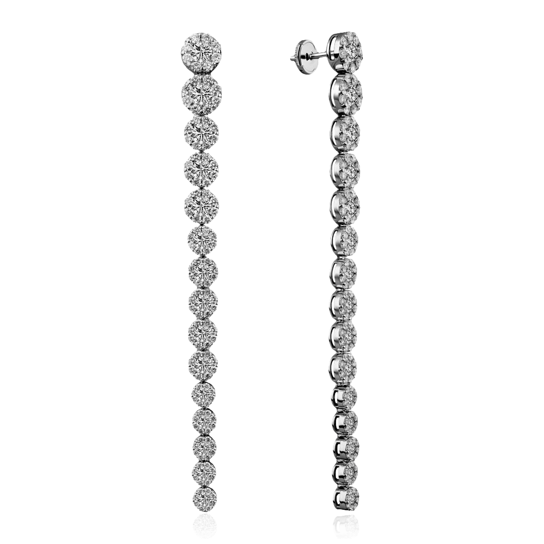 Серьги с бриллиантами из белого золота 585 пробы, фото № 1