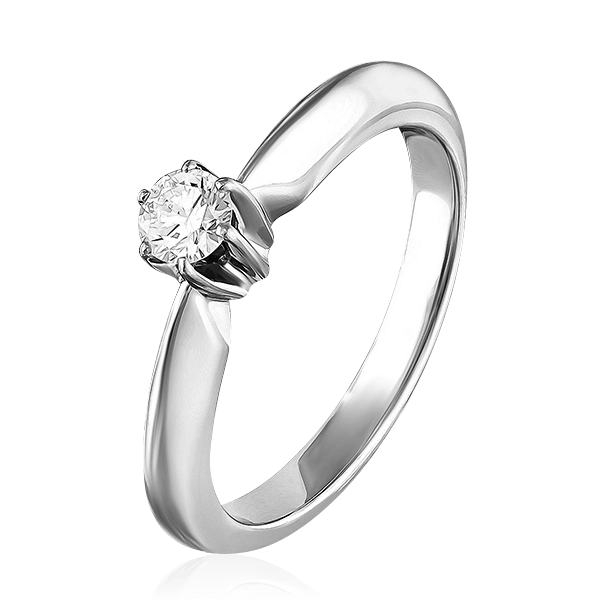 Кольцо с 1 бриллиантом из белого золота 585, фото № 1