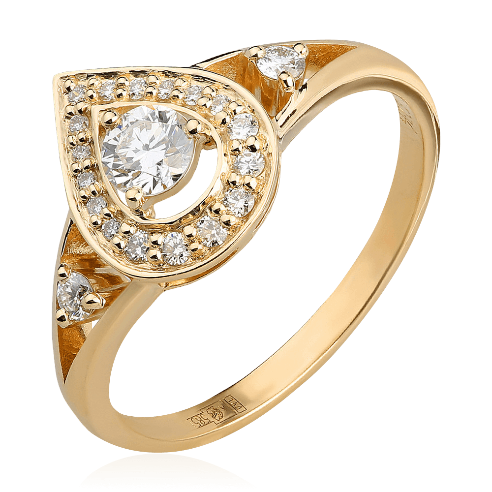Кольцо с бриллиантами из желтого золота 585 пробы (арт. 96680)