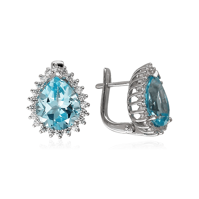 

Серьги с топазом, фианитами из серебра 925 пробы