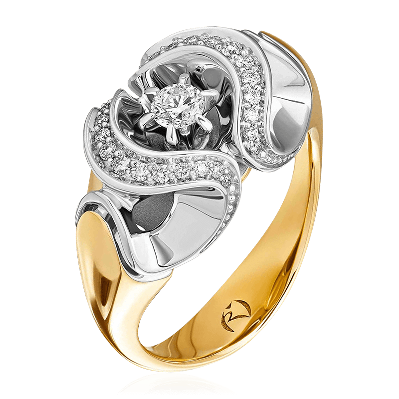Кольцо с бриллиантами из комбинированного золота 585 (арт. 50419)
