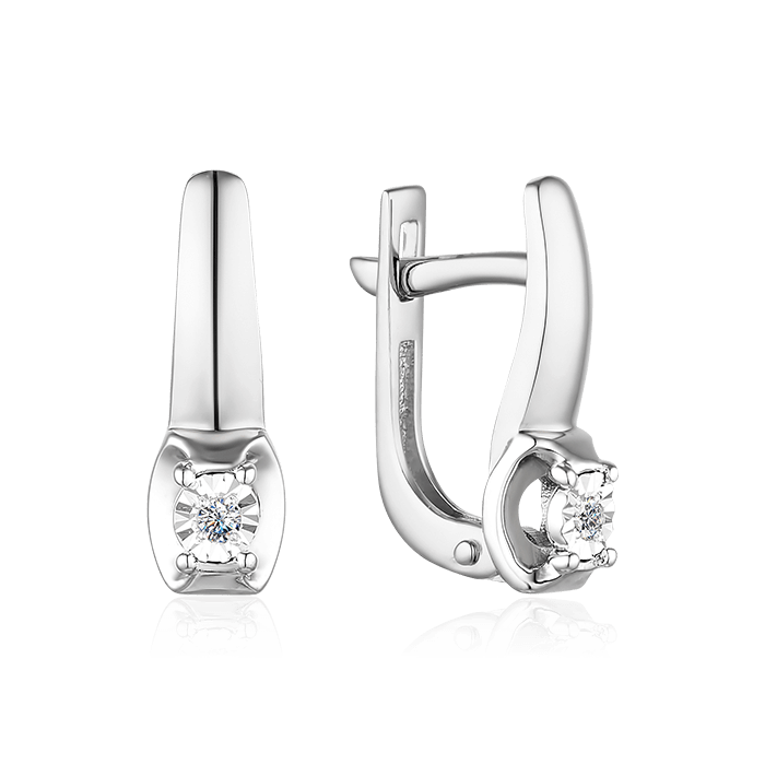 Серьги с бриллиантами из белого золота 585 пробы, фото № 1