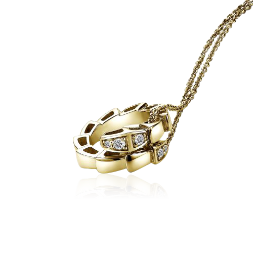 Колье в виде змеи с бриллиантами из желтого золота 585 пробы, фото № 2