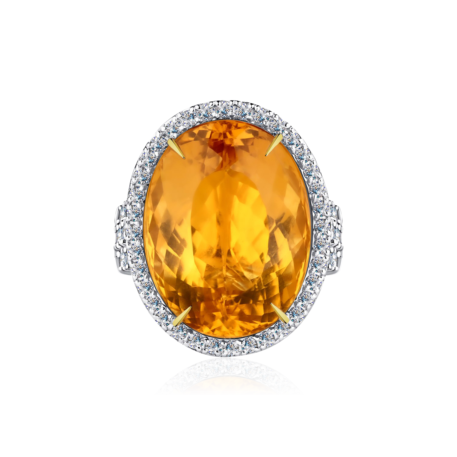 Кольцо с бериллом, бриллиантами из желтого золота 585 пробы, фото № 6