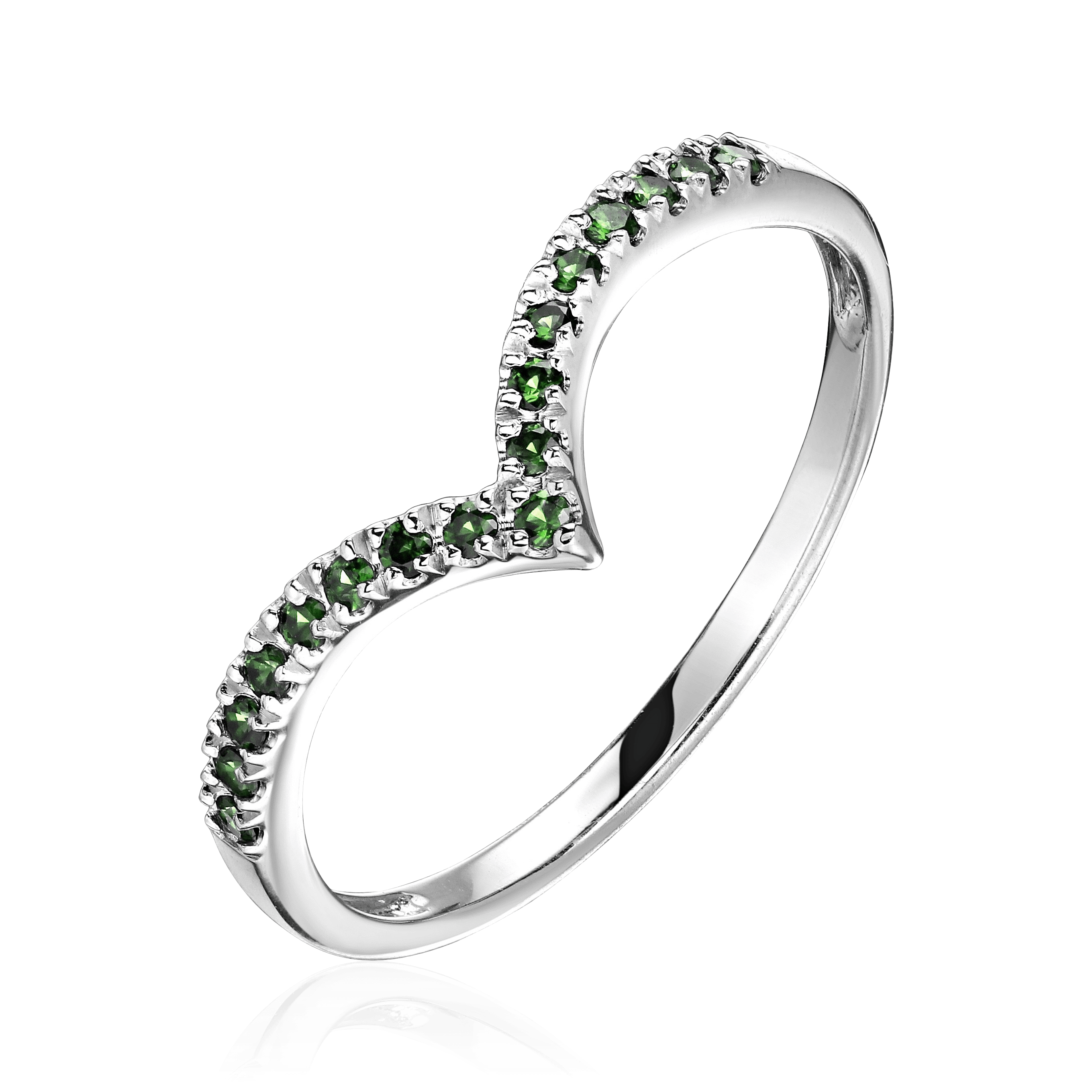 Кольцо с изумрудом из белого золота 585 пробы, фото № 1
