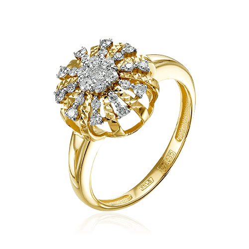 Кольцо с бриллиантами из желтого золота 585 (арт. 68298)
