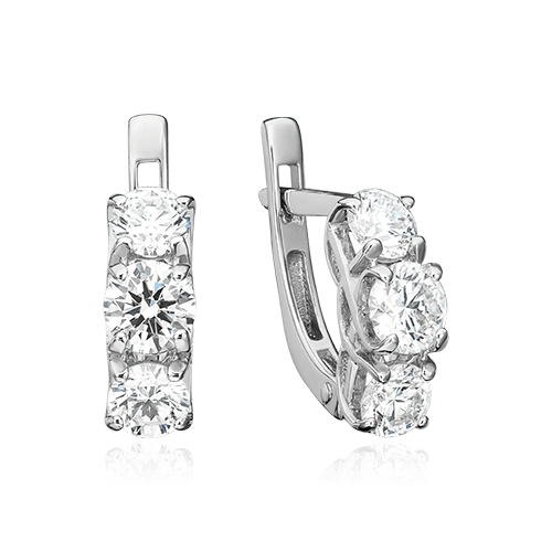 Серьги с бриллиантами из белого золота 585 пробы, фото № 1