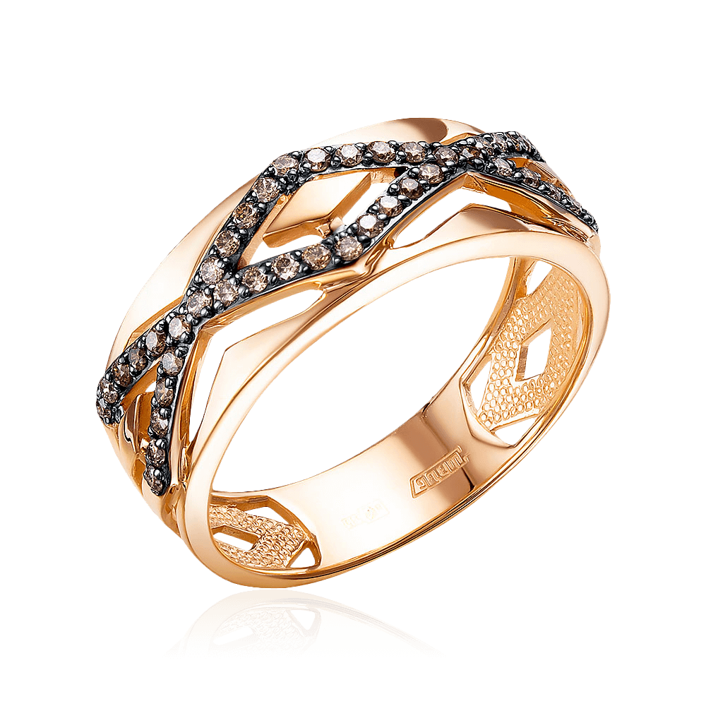 Кольцо с бриллиантами из красного золота 585 пробы (арт. 97040)