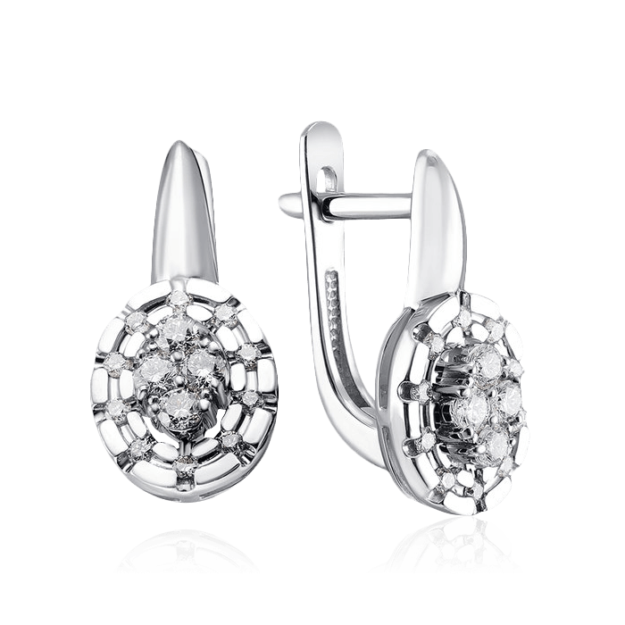 Серьги с бриллиантами из белого золота 585 пробы (арт. 92608)