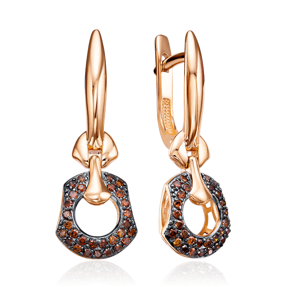 Серьги с бриллиантами из красного золота 585 пробы (арт. 134710)