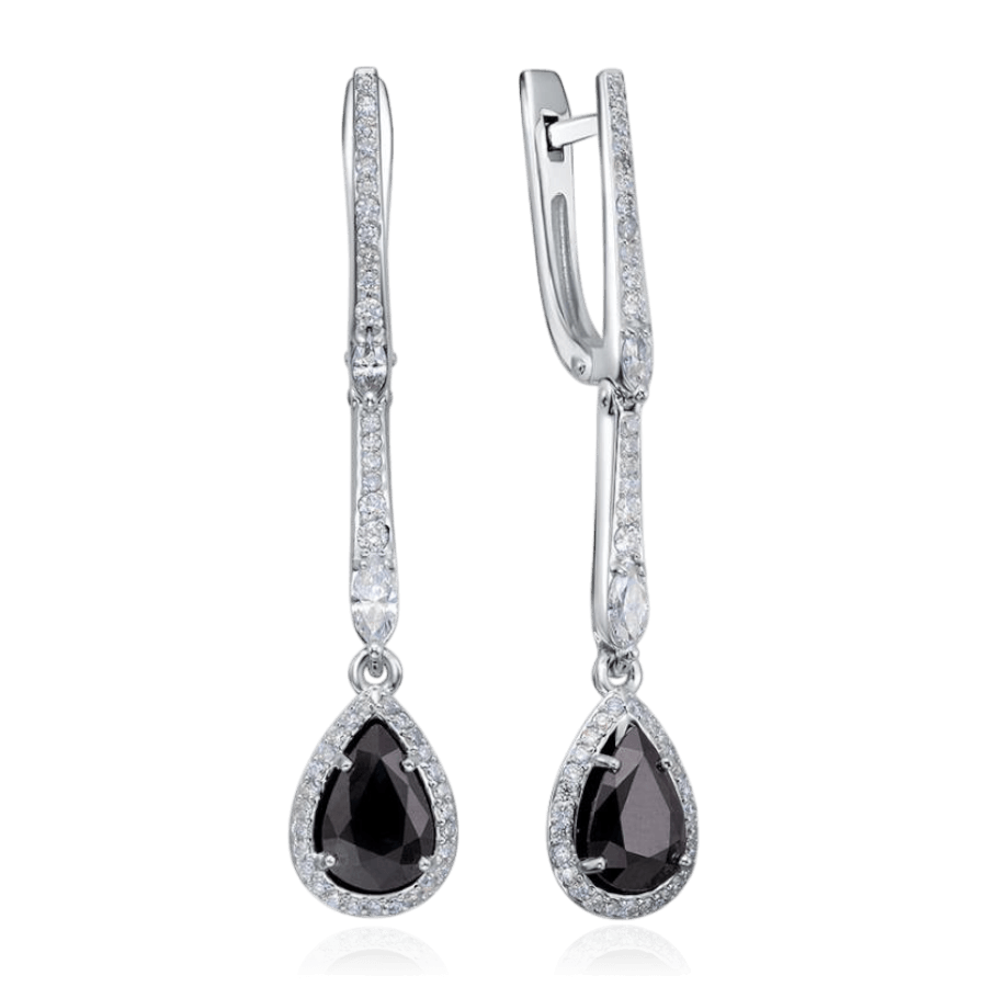 Серьги с сапфиром, бриллиантами из белого золота 585 пробы (арт. 132023)