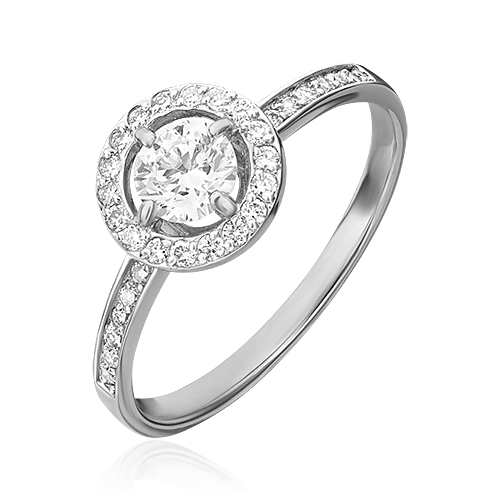 Кольцо с бриллиантами из белого золота 585, фото № 1