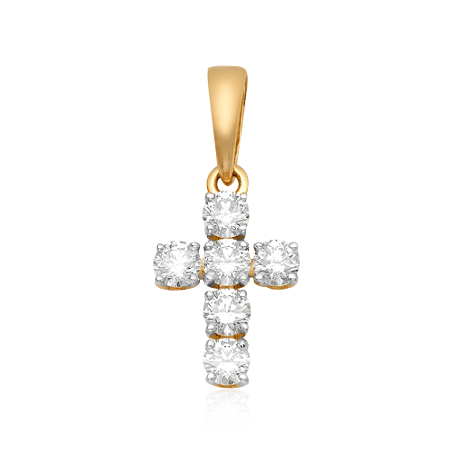 Крест с бриллиантами из желтого золота 585 пробы (арт. 56418)