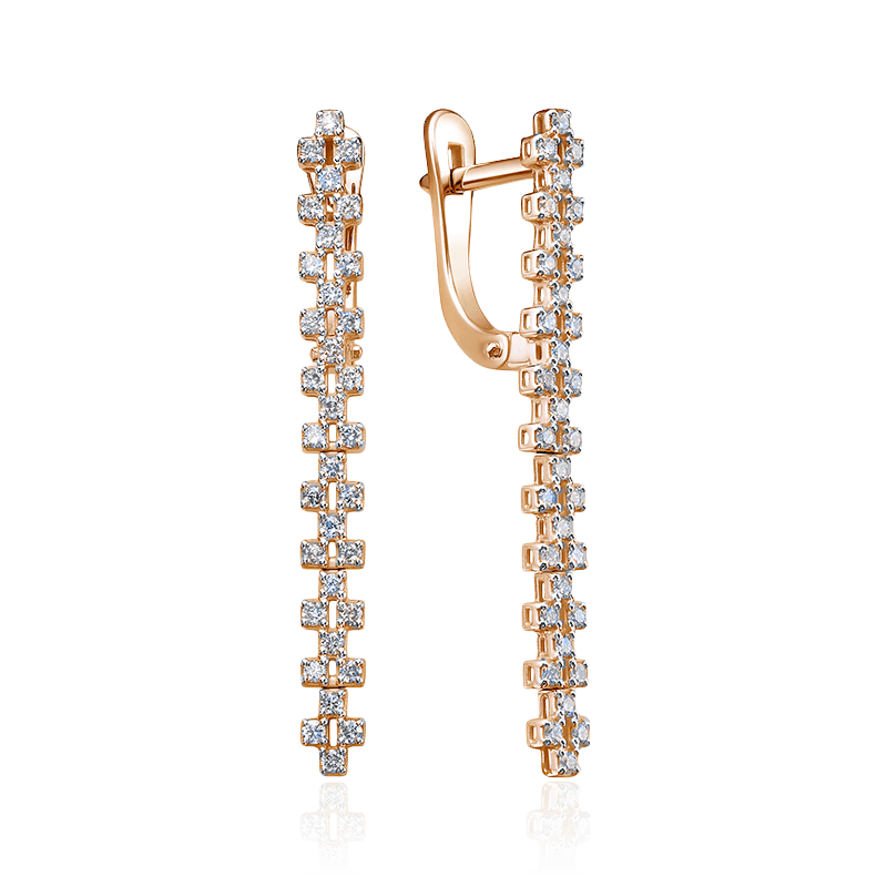 Серьги с бриллиантами из красного золота 585 пробы (арт. 122608)