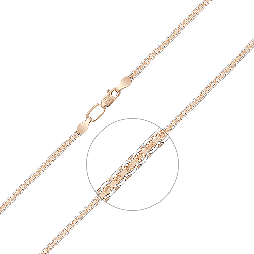 Цепь плетение бисмарк из комбинированного золота 585 пробы (арт. 83531)