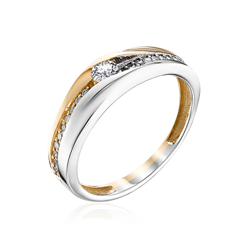 Кольцо с бриллиантами из комбинированного золота 585 (арт. 62875)