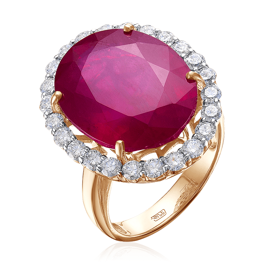Кольцо с рубином, бриллиантами из красного золота 585 пробы (арт. 91327)