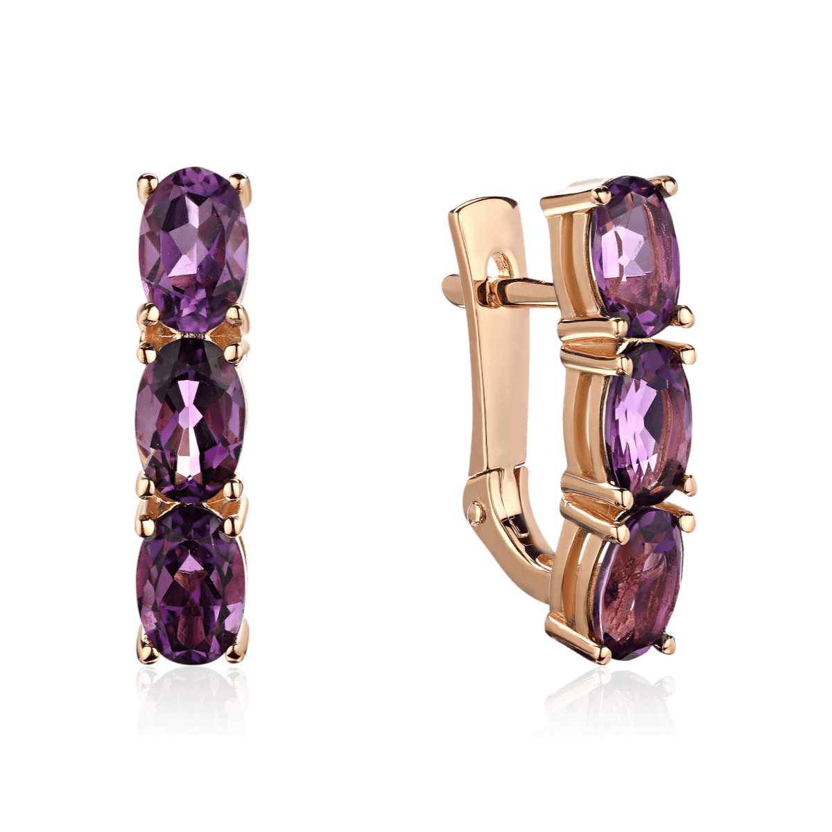 Серьги с аметистом из красного золота 585 пробы (арт. 130719)