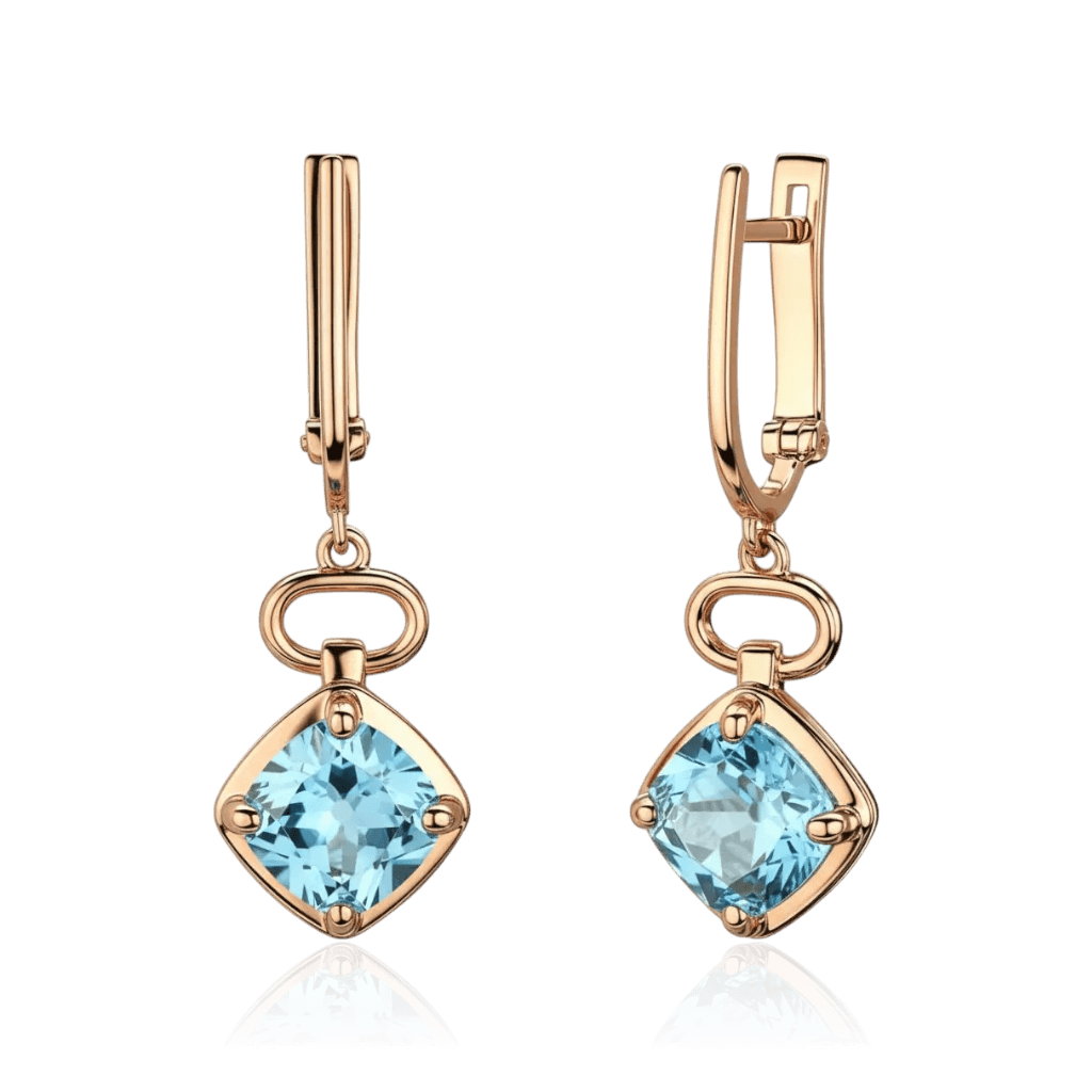 Серьги с топазом из красного золота 585 пробы (арт. 128982)