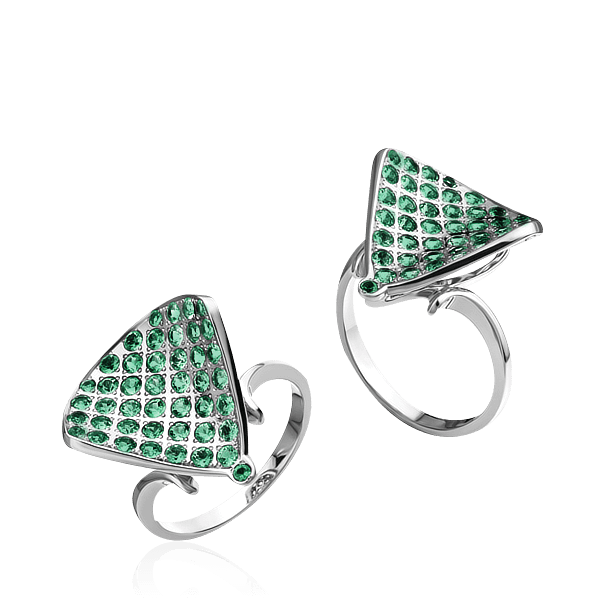 Кольцо с изумрудом из белого золота 585 пробы, фото № 1