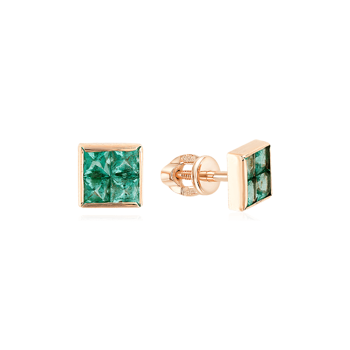 Серьги с изумрудом из желтого золота 585 пробы (арт. 68972)