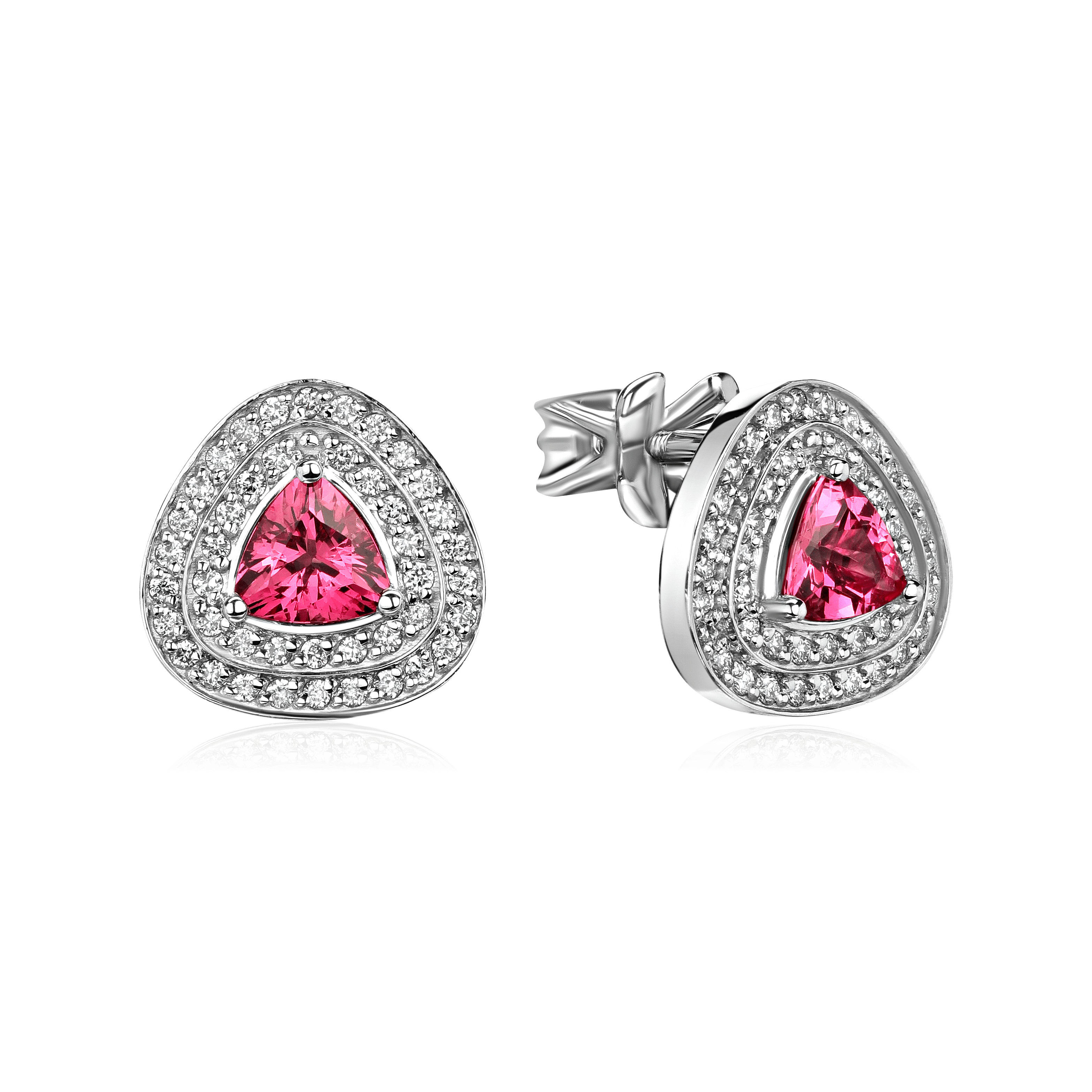Серьги с шпинелью, бриллиантами из белого золота 585 пробы (арт. 106120)